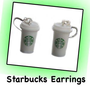 Starbucks Coffee Cup Earrings STERLING SILVER Hooks Coffee Lover Gift